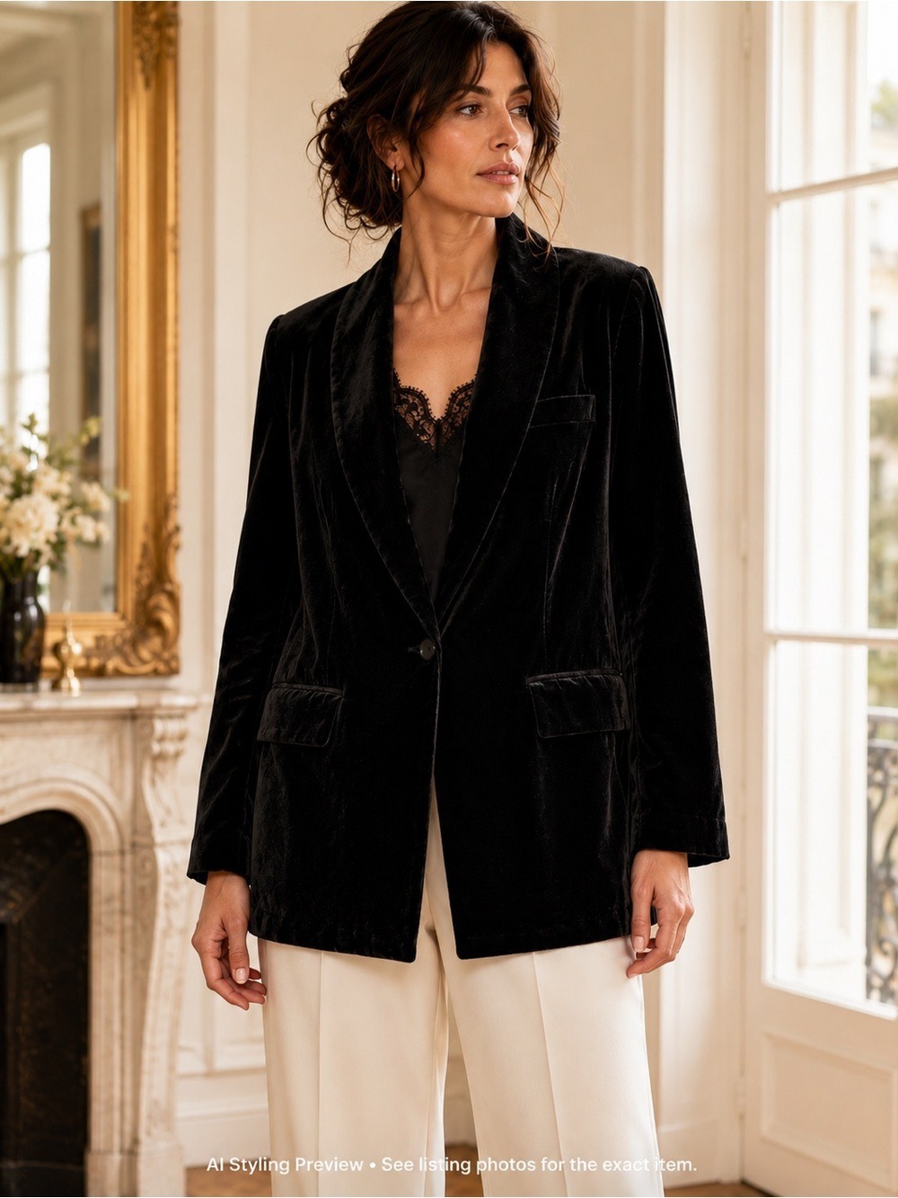 Liz Claiborne Black Velvet Smoking Tuxedo Blazer 14W Plus Size